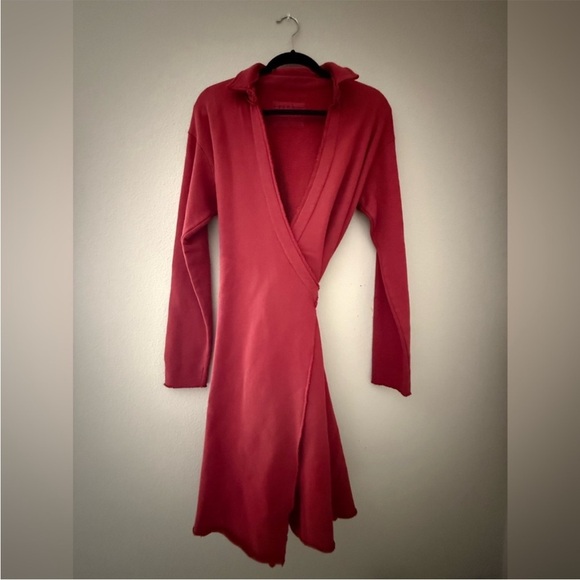 NWT FRANK & EILEEN Willa Triple Fleece Wrap Dress  Cranberry Size Small - Picture 9 of 12